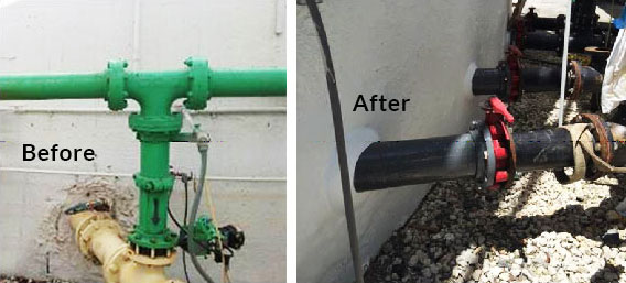 Before and After - Sludge Discharge Pipes